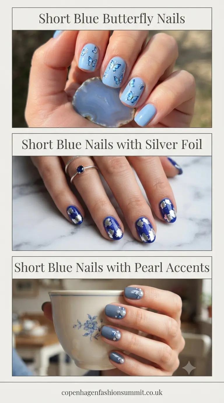 Blue Nails Short on Length but Big on Style  part 6