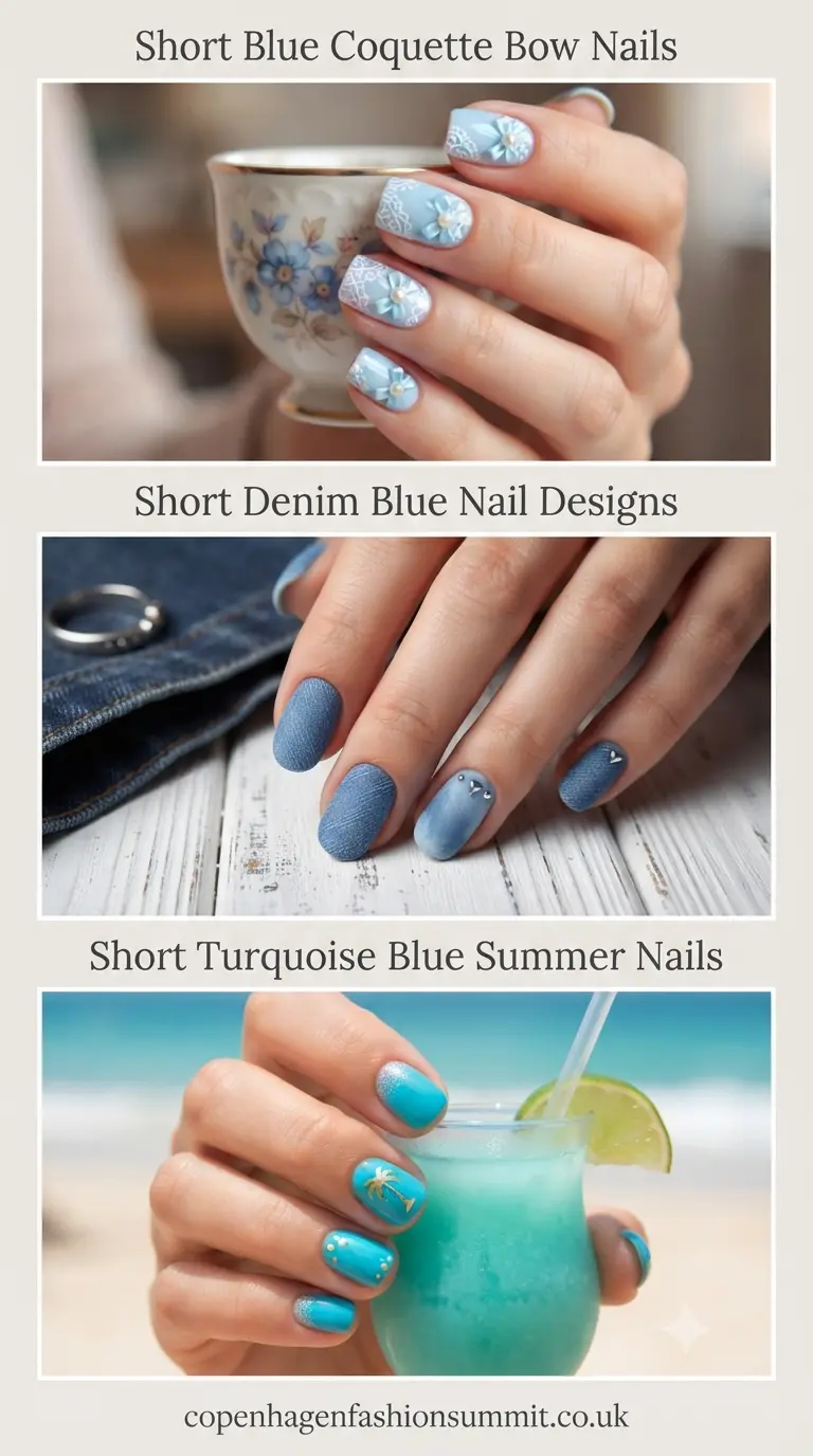 Blue Nails Short on Length but Big on Style part 8
