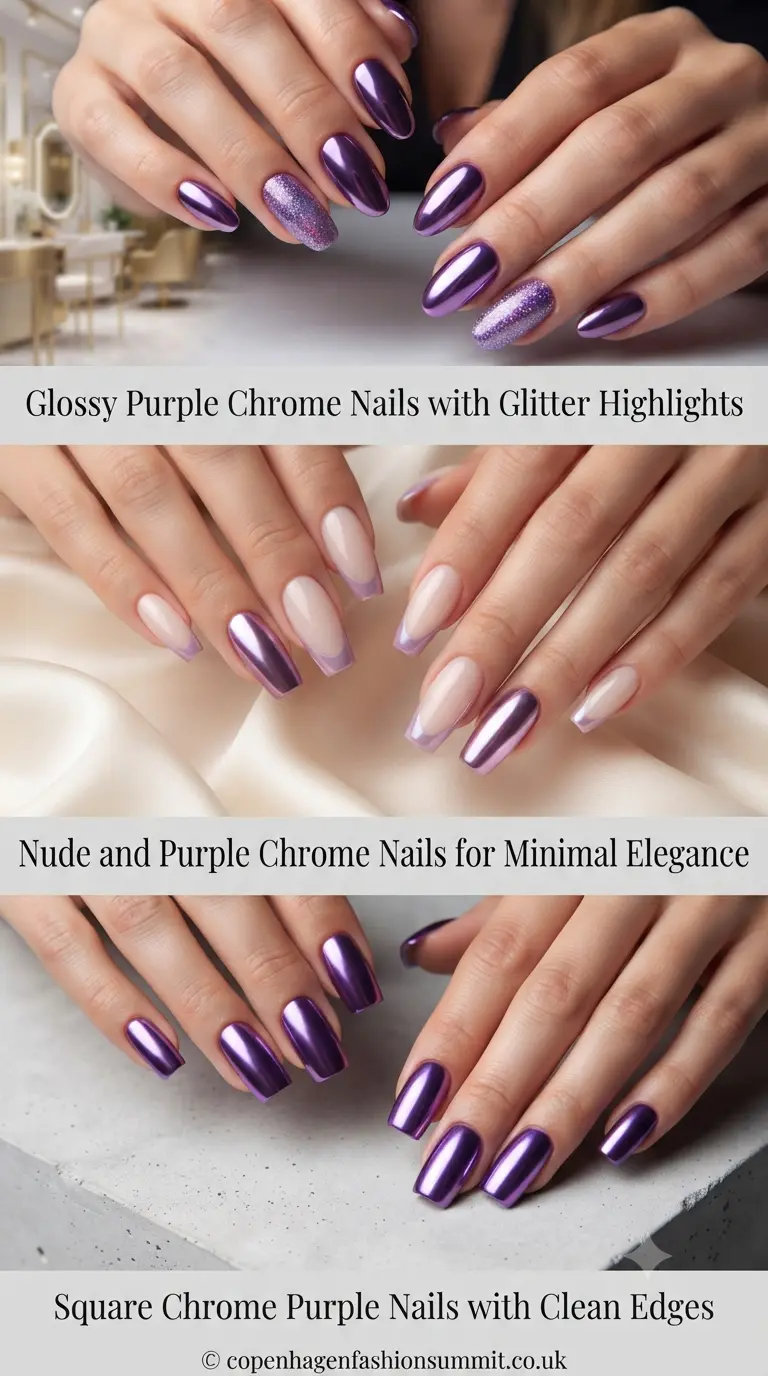Chrome Purple Nails  part 7