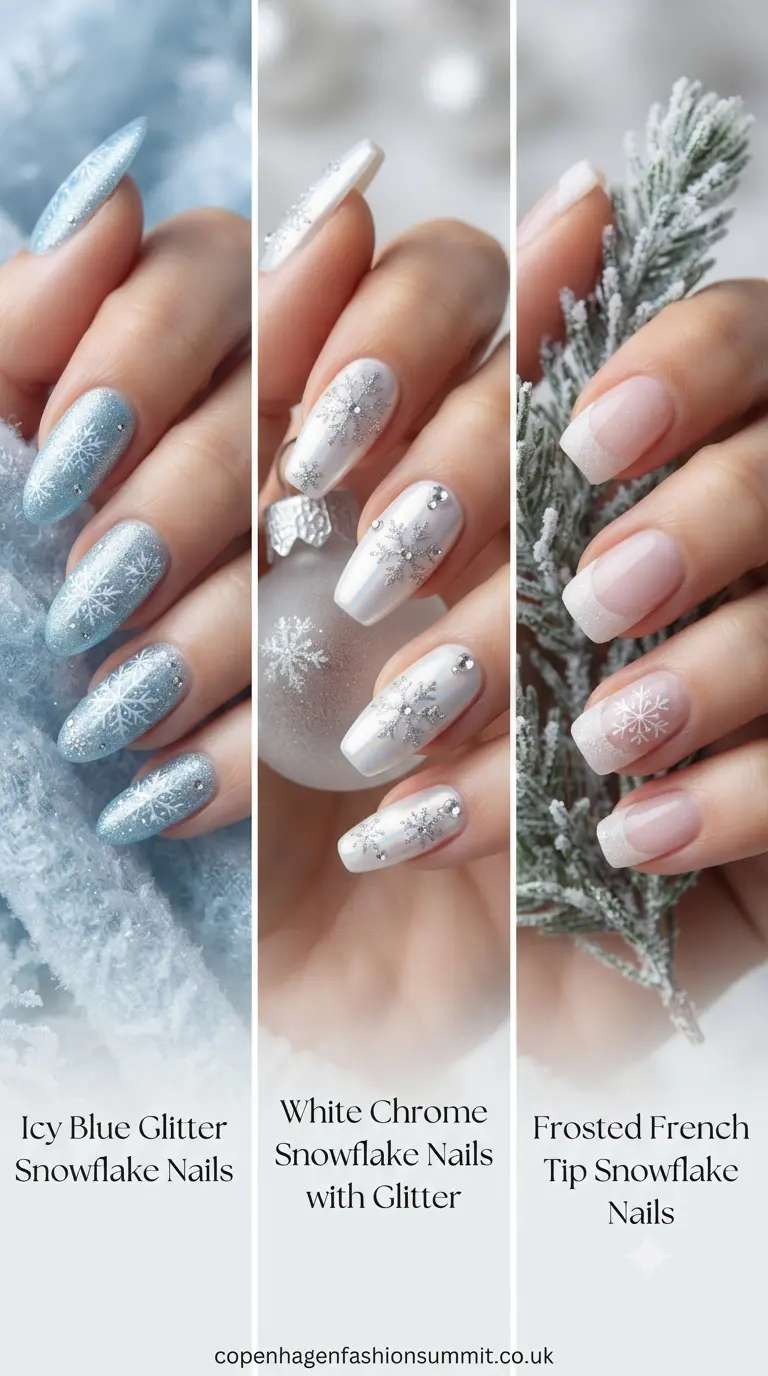 Glitter Snowflake Nails Inspo part 1
