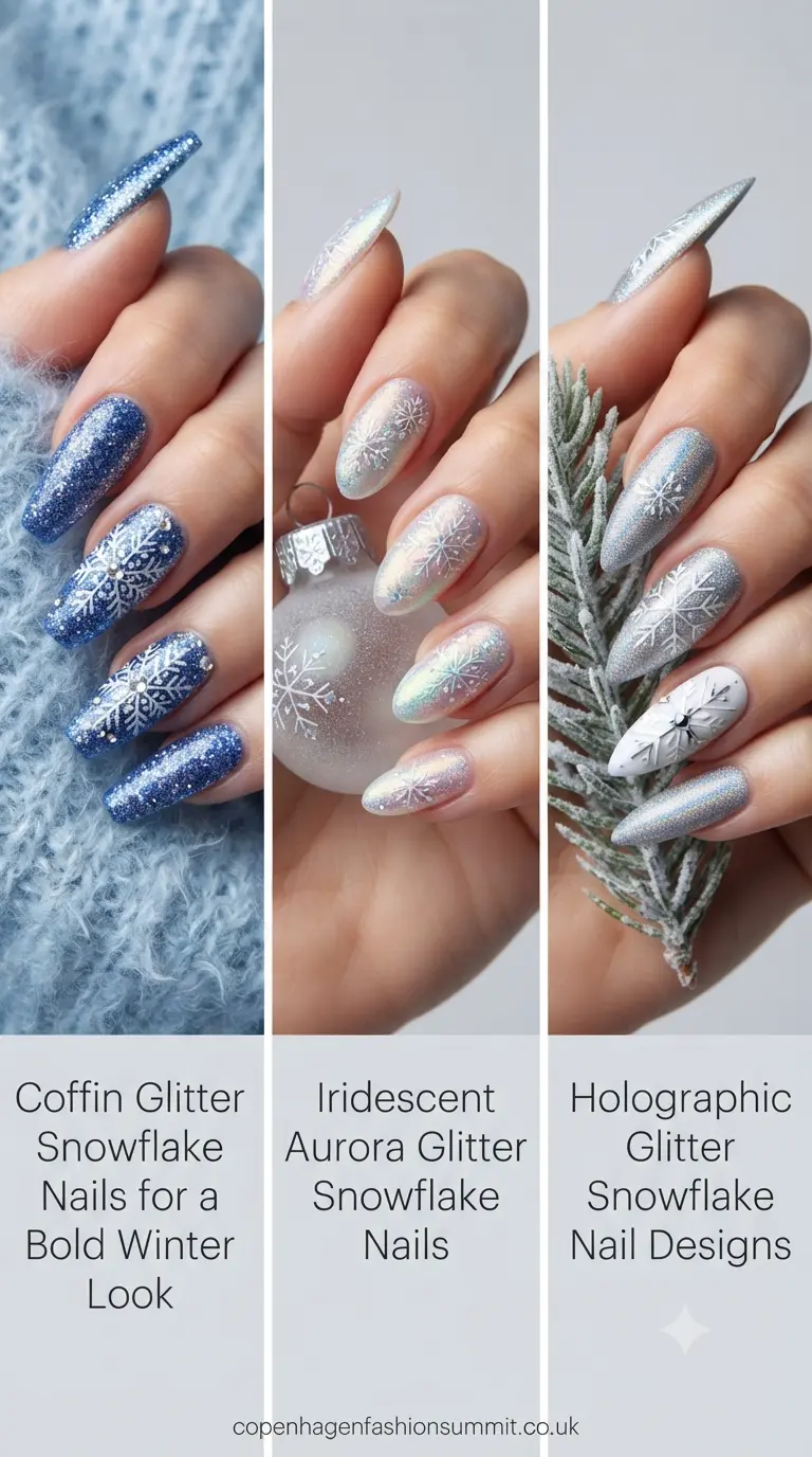 Glitter Snowflake Nails Inspo part 3