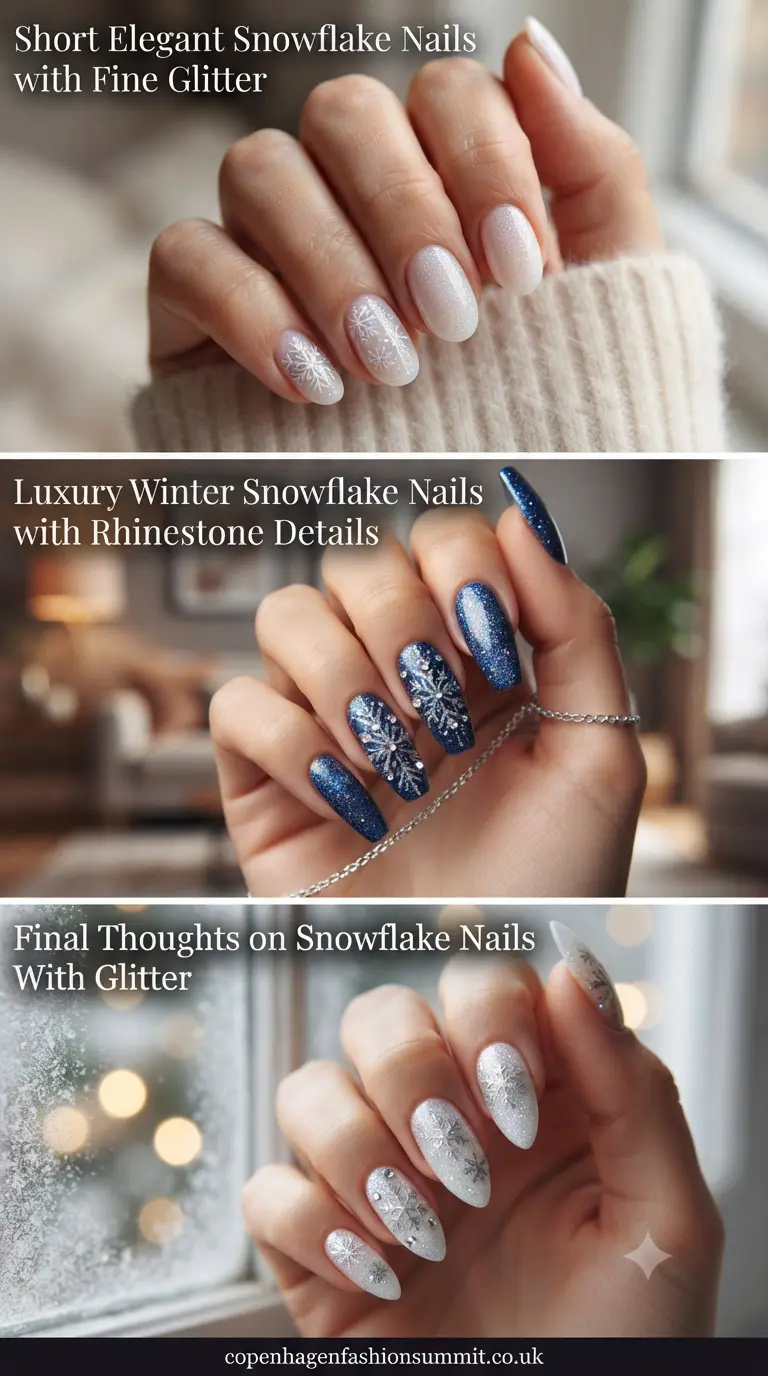Winter Glam: 23 Glitter Snowflake Nails to Copy Right Now 9 Snowflake Nails With Glitter last part